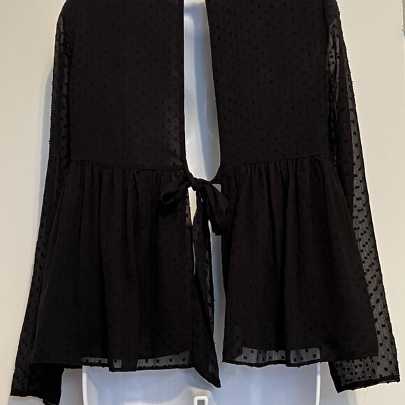 Boho Babydoll Zara Trafaluc Collection Black Embroidered Floral Top, Women's S - Picture 2 of 6